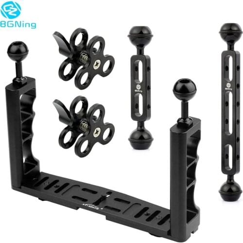 BGNing Diving Underwater Light Arm System Triple Clamp Tray Bracket Handle Grip Stabilizer Rig for Video Gopro DSLR Cam Torch