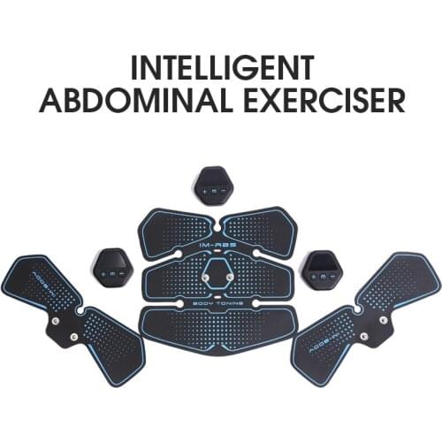 Muscle Stimulator ABS/EMS Rechargeable Wireless Abdominal Electric Weight Loss Stickers Trainer Body Slimming Belt Unisex 6pcs