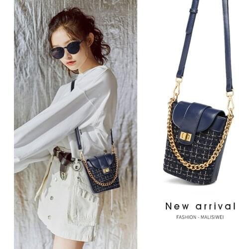 Bucket bag female 2021 new wild one-shoulder messenger small bag fashion chain female bag tide mobile phone bag