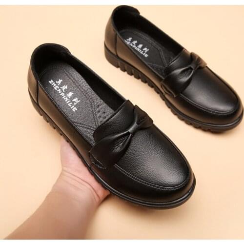 Genuine Leather Flats Women 2021 Stylish Fashion Breathable Anti-Odor Massage Loafers Summer Leisure Size 42 Womans Casual Shoes