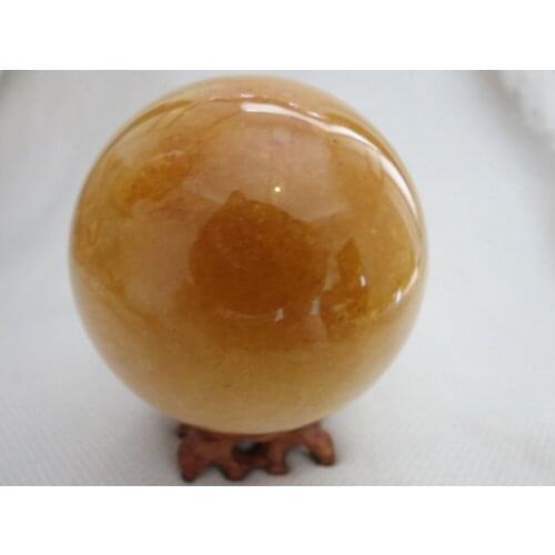 Xd j00880 natural golde topaz quartz crystal ball +stand