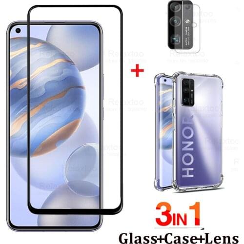 3 in 1 honor 30 premium glass tempered glass for Huawei honor 30 i screen protector film +clear Case huaweii honor 30 premium