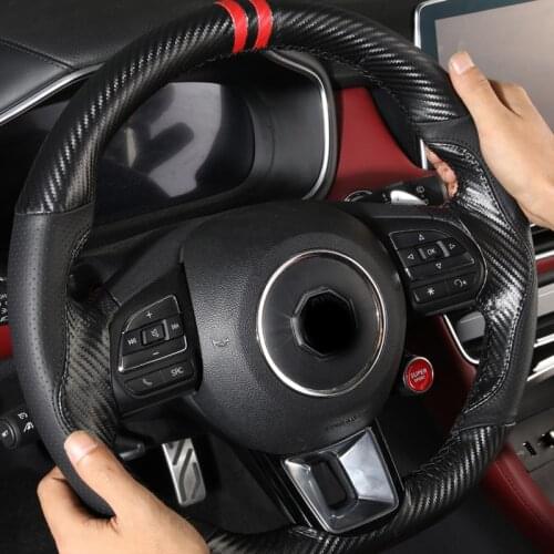 1pc for MG HS 2018-2019 Steering wheel cover Hand sewing decorate top layer leather