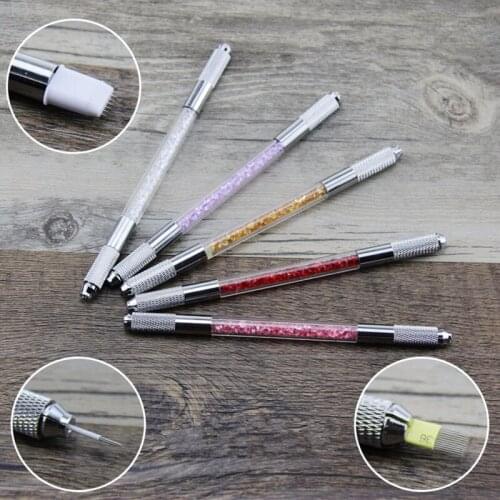 10PCS Two function manual pen permanent makeup manual tattoo microblading pen with 2blades tebori fog manual pen