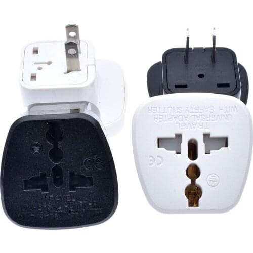 10pcs/lot Japan Thailand Taiwan USA travel plug Travel Converter power plug 3 Pin to US 2 Pin Plug Socket with child Safety door