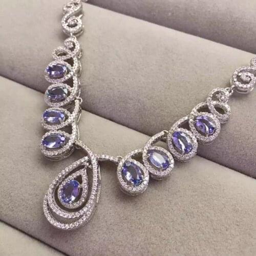 100% Natural Real Tanzanite Pendant Fahsion Tanzanite Necklace 925 sterling silver For men or women