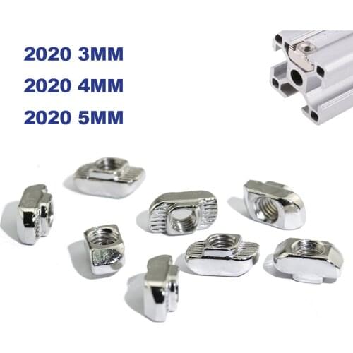 100pcs 50pcs M3 M4 M5 Nickel Plated Tee Nut Hammer Head Attach Nut for Aluminum Extrusion Profile 2020 1515 Series Slot 6mm
