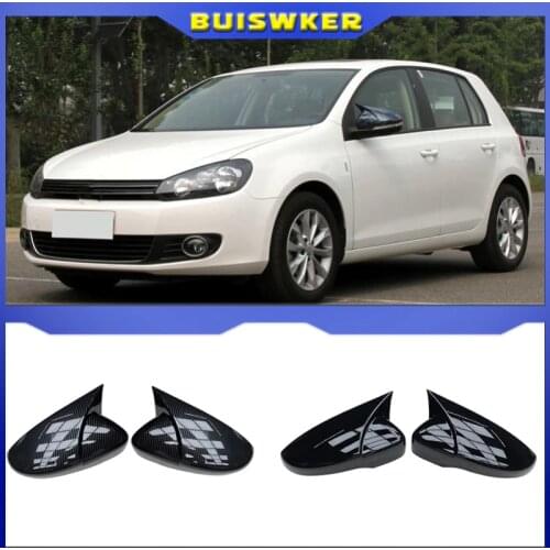 2PCS Side Car Mirror Covers Caps for VW Golf 6 GTI 6 Golf 6 R MK6 R20 Touran Pair Wing RearView Mirror Case Cover Trim Cap Black