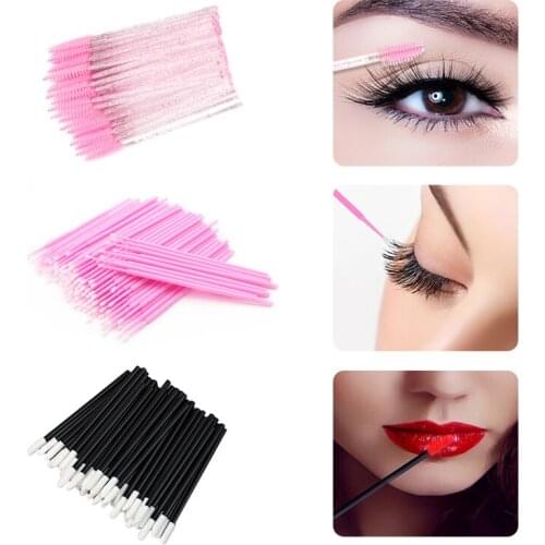 200Pcs Eyelash Brush Disposable Cotton Swab Brush Eyebrow Lip Brush Sets Mascara Wands Applicator Grafting Eyelash Extension Kit