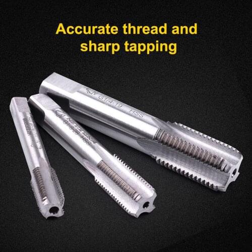 3PCS 8mm,10mm,13.5mm Right Thread Straight Flute Pipe Thread Tap / NPT HSS Drilling Processing Thread Tap Drill Tools