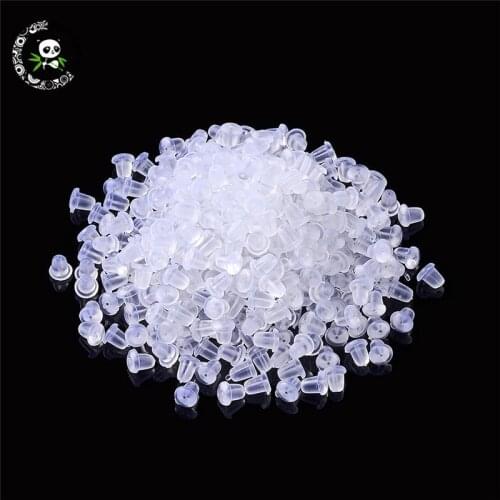 500pcs Clear Plastic Earwire Earnuts Earring Backs Stoppers for Jewelry Making Accessories 6x5x4mm Hole: 0.5mm
