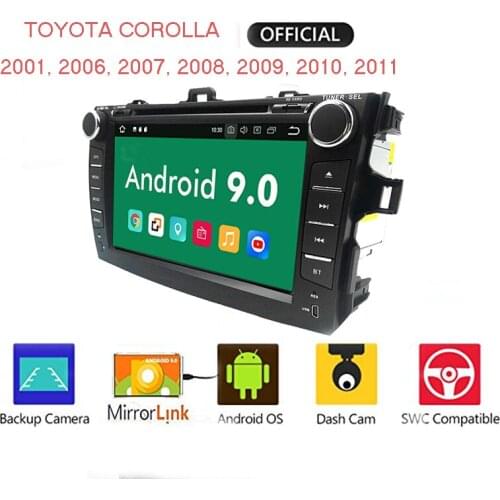 Android 9.0 8 "2 din car DVD automotive Multimedia player for Toyota Corolla 2007-2011 Bluetooth Stereo GPS GPS Navigation Camer