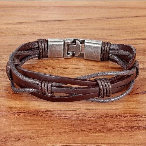 TYO Rope Chain Handmade Jewelry Men & Women Bracelet Geometrically Irregular Lines Twining PU Leather Bracelet For Birthday Gift