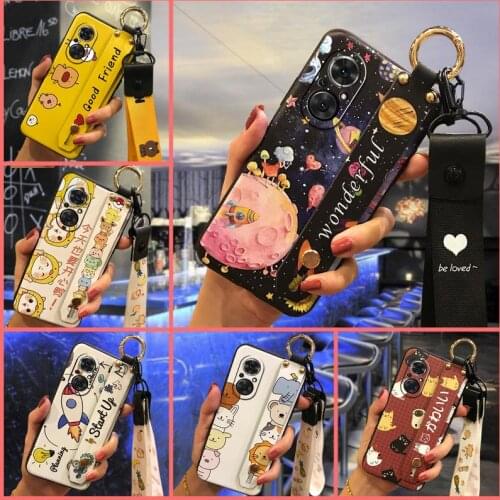 Cover Wristband Phone Case For Huawei Honor50 SE TPU Soft New Arrival Anti-dust Lanyard Phone Holder