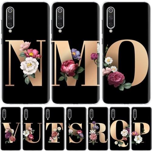 26 Letter M-V Flowers Phone Case for Xiaomi Redmi Note 10 9S 9 8T 9 8 7 7A 8A 9A 9C 6A 6 S2 K20 S30 Pro Fashion Cover Capa