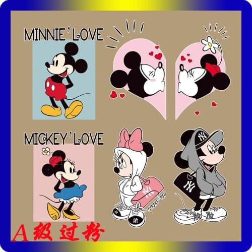 Disney Mickey Minnie lovely Patch clothes DIY T-shirt Parent-child Couple outfit Heat transfer sticker Washable decal patch