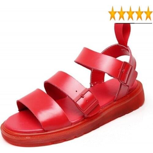 Men Rome Buckle Leather Open Toe Beach Unisex Summer Platform Sandals Garden Shoes Sandalias Hombre Plus Size