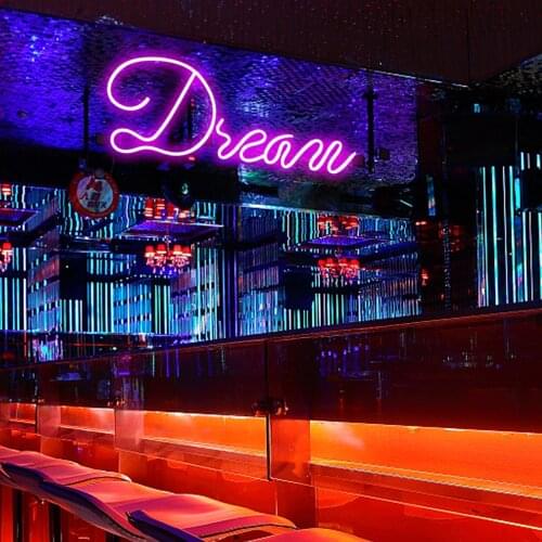 Dream Neon Light Led Night Lights Wall Hanging Signs for Room Home Decor Party Wall Lamp Letter Night Lights Art Decor for Home