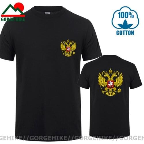 GorgeHike Vintage Russian Coat Of Arms Flag T shirt Retro Russia National Emblem Double Eagle Tee Tops Twin Headed Eagle T-shirt