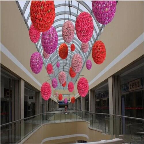 8inch 10pcs Artificial Rose balls Silk Flower Kissing Balls Hanging rose Balls Christmas Ornaments Wedding Party Decorations