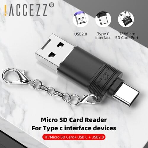 !ACCEZZ Type-C Card Reader Support TF/Micro SD Memory Cards Reader For Huawei P40 P30 Samsung Galaxy S9 USB To USB C OTG Adapter