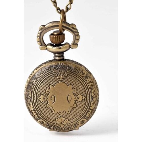 Pocket Watch Mens Watch Small Protection Shield Retro Pocket Watch Necklace Quartz Pocket Watch Man Womans Gift