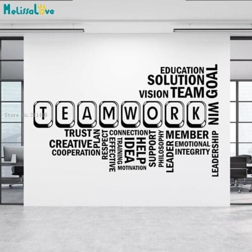 Teamwork Button Special Text Modeling Office Wall Sticker Start-up Companies Working Area Decor Art Decals YT5743