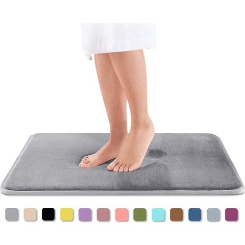 Hot Comfortable Coral Velvet Memory Foam Bath Mat Non Slip Absorbent Super Cozy Velvet Absorbent Washable Rug Toilet Floor Mat