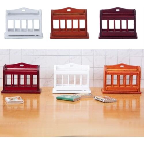 Dollhouse Desktop Bookshelf Decorative Miniature Newspaper Stand Display Toy