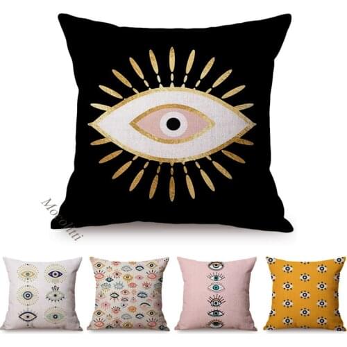 Mystic Eyes Design Square Cushions Cover Ethnic Minority Personality Decoration Sofa Throw Pillow Case Cotton Linen Pillowsham