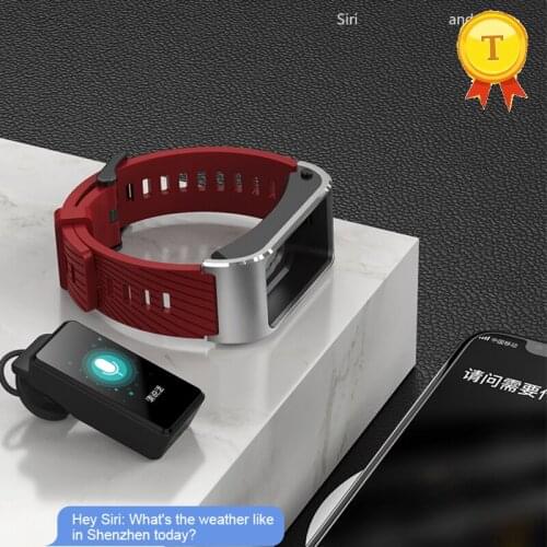 Best gift to girlfriend wife red bluetooth headset smart band with blood pressure body temperature monitoring sleep mode call