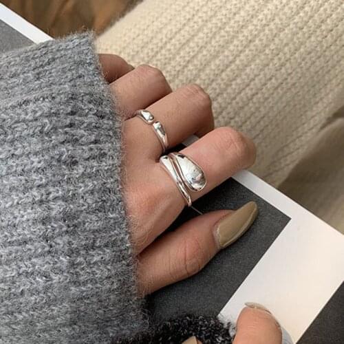 Minimalist Gold Silver Color Water Drop Dome Rings for Women VIntage Punk Knuckle Cuff Joint Cross Ring Jewelry Accessories