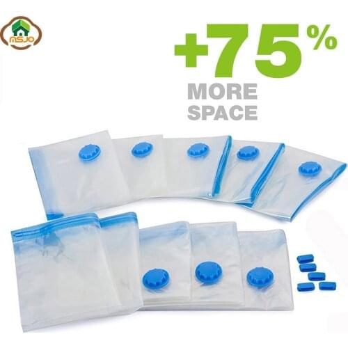 Msjo Vacuum Bag For Clothes Storage Bag Transparent Foldable Extra Large Size Compressed Organizer Saving Space Seal Storage Bag