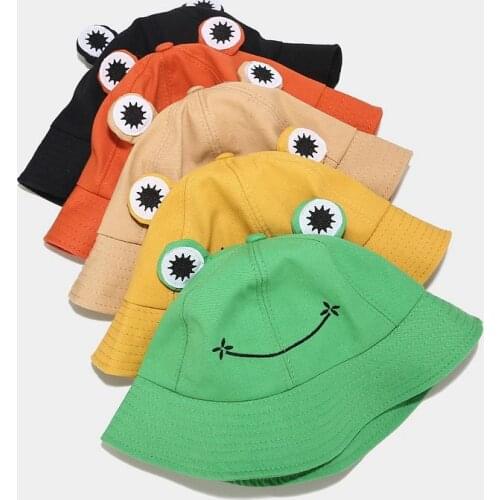 Cartoons Frog FishermanS Hat Unisex Hip Hop Party Collapsible Embroidery Funny Summer Basin Cap Sun Protection Sunhat