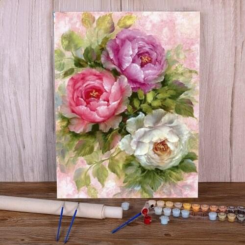 Flowers Vase Roses Painting By Numbers Complete Kit Oil Paints 50*70 Paiting By Numbers Home Decoration Kids Handiwork Art