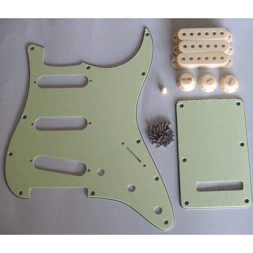 KAISH ST SSS Pickguard Set Mint Green w/ Aged White Pickup Covers,Knobs,Switch Tip