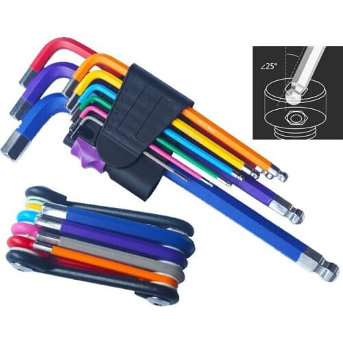 9Pcs Color Allen Wrench Hex Wrench Screwdriver Set Hexagon Spanner Universal Ball End Torx Star Keys L Type Hand Tools Kit