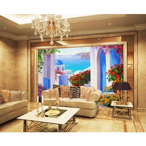 Custom landscape wallpaper,the Mediterranean Garden painting for the living room bedroom TV background wall waterproof wallpaper