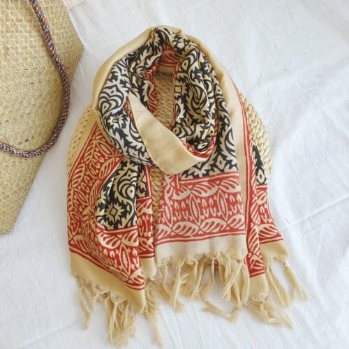 2020 New Cotton Geometry Print Tassel Scarf Shawls Long Soft Muslim Geometric Head Wrap Hijab Scarves Free Shipping