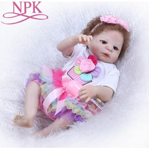 NPK 55cm Reborn Bebe Dolls Full Body Silicone Reborn Baby Girl Doll New Hair Toys Bebe Bonecas Baby Newborn Baby Children Gift