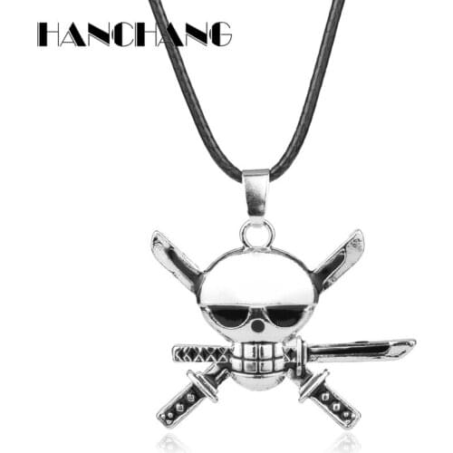 Popular Jewelry around Skeleton Skull LOGO Necklace Leather Cord Rope Choker Necklace for Unisex Gift