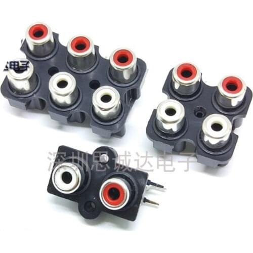 20PCS/Lot RCA Female Socket/Jack Connector Red and white 2/4/6 Ports 90 Degrees For AV/Audio/Signal