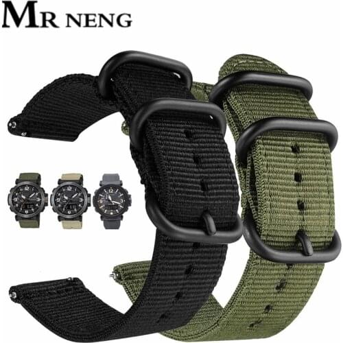 24mm Nylon Watch Band Strap For Casio GA2000 PRG600YB Prg650 PRW6600 Black Nylon Strap Waterproof Band Wristwatch Band Bracelet