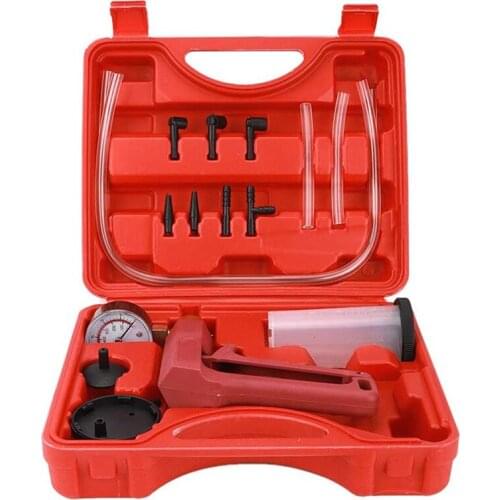 17Pcs Hand Held Vacuum Pressure Pump Brake Bleeder Tester Tool Kit With Adapters For Car