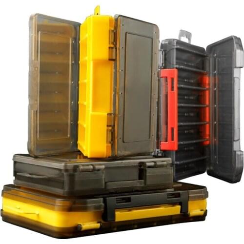 Fishing Box 12/14 Compartments Fishing Lure Hook Boxes Storage Double Sided High Strength Fishing Tackle Box Accessories