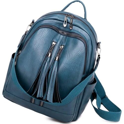 Ladies backpack outdoor sport trend soft leather solid color breathable backpack girl casual backpack large capacity travel bags