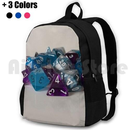 Silver Blue Purple Dice Outdoor Hiking Backpack Riding Climbing Sports Bag And Dice Games Rpg D20 Pathfinder Geek Gamer Nerd