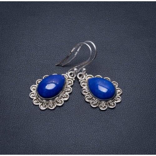 Natural Lapis Lazuli Punk Style 925 Sterling Silver Earrings 1 1/2" S1480