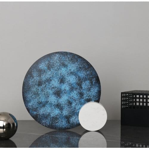 Modern Blue Stainless Steel Decoration Model Room Marble Soft Decoration Metal Ring Screen Porch Decoration Accessories