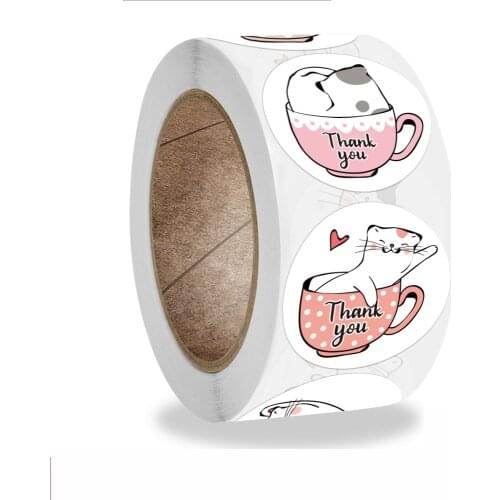 50-500pcs Thank you seal sticker Gift Decor Kawaii cat Stationery Stickers cute Animal Cartoon Stickers For Kids Classic Toys